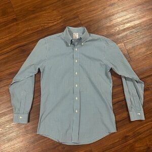 Brooks Brothers Men's Green Checkered Dress Shirt